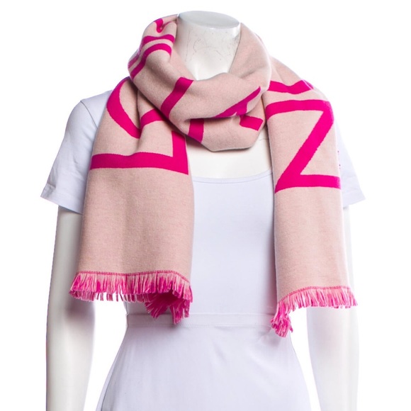 Louis Vuitton Wool Cashmere Echarpes Team Scarf Pink - Picture 1 of 13
